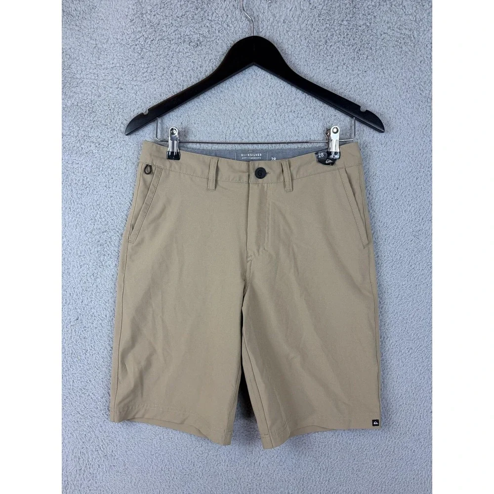 Quiksilver Amphibian Shorts Mens 28 Beige Stretch Chino 10 Inseam Casual Golf